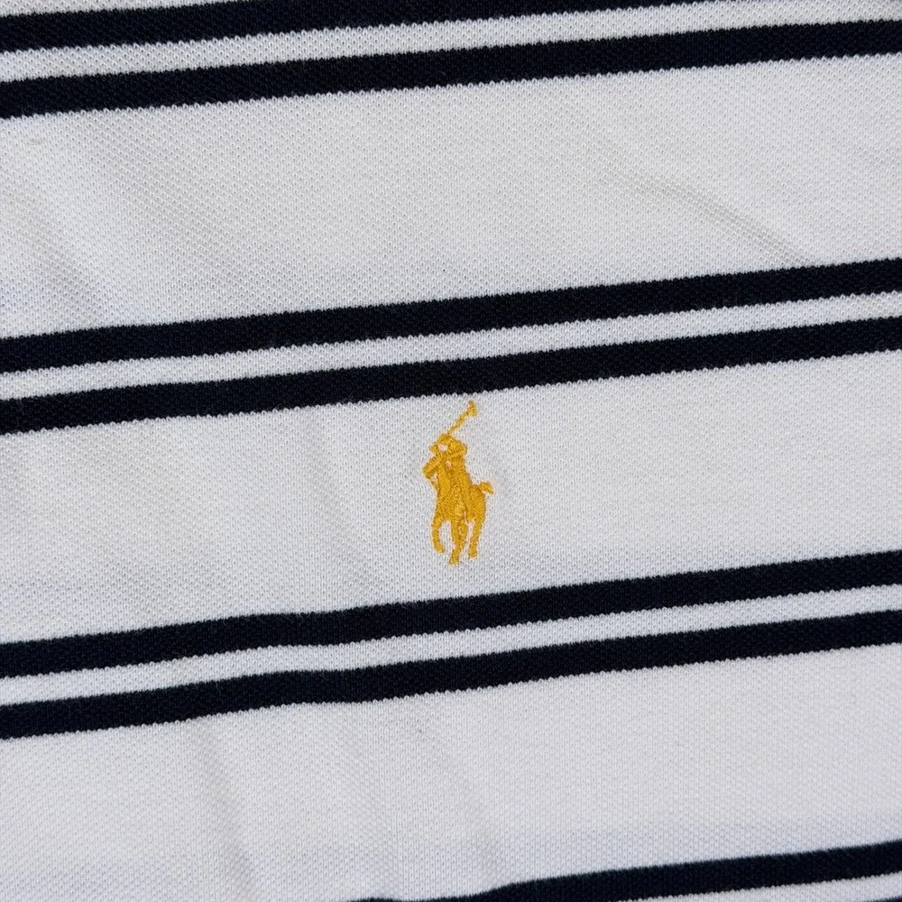 Vintage Polo Ralph Lauren Rugby Shirt Mens XL White Black Striped Pony 90s